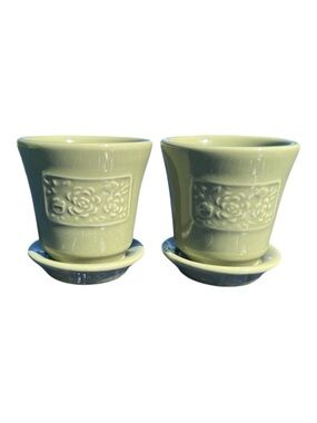 Longaberger Collectors Club Miniature Flower Pots – May Series Peony (Set of 2)